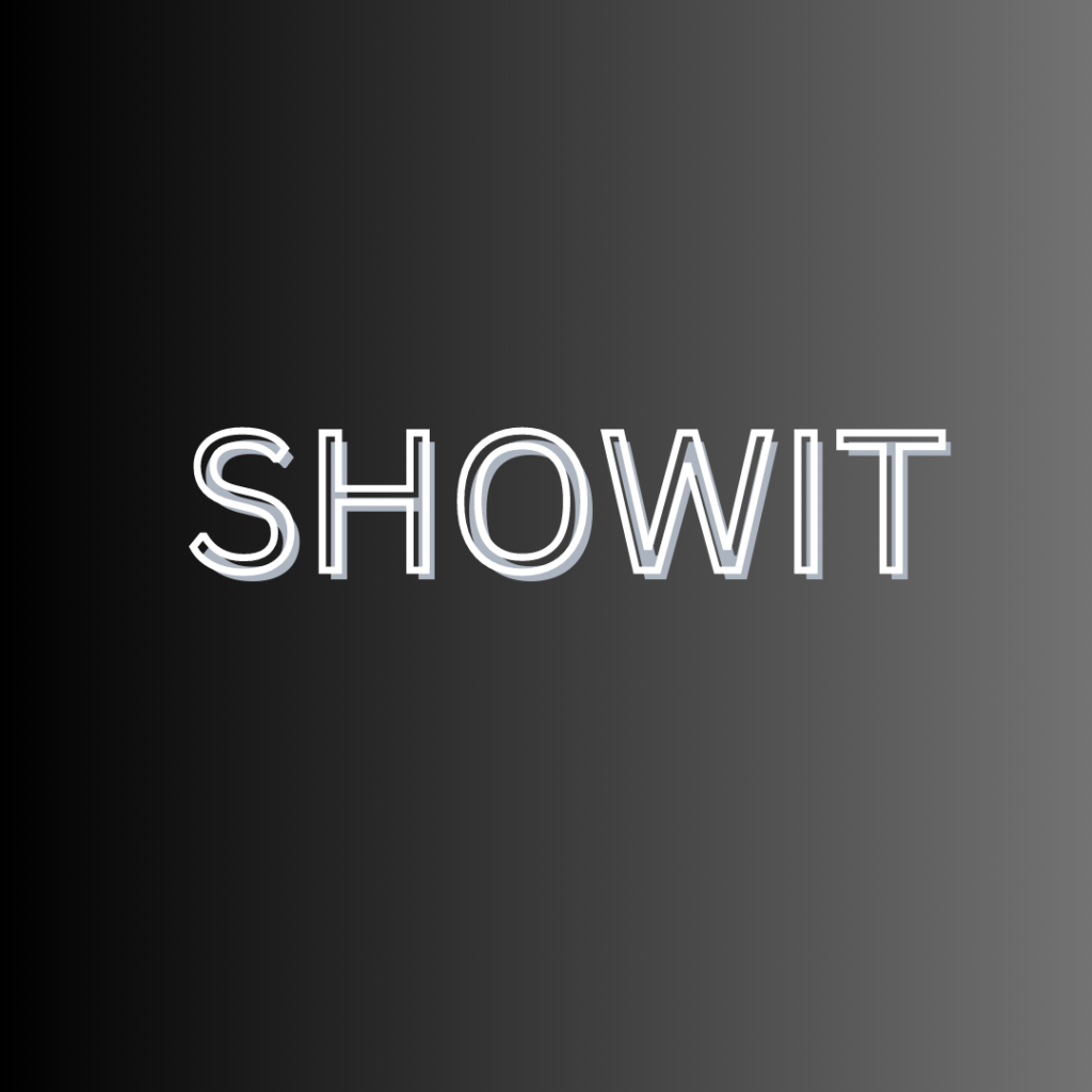 A black background showcasing the word Showit.