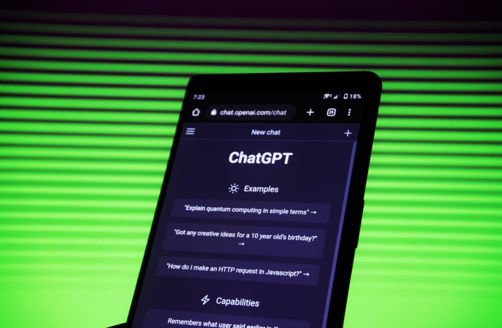a smartphone with the Chat GPT app.