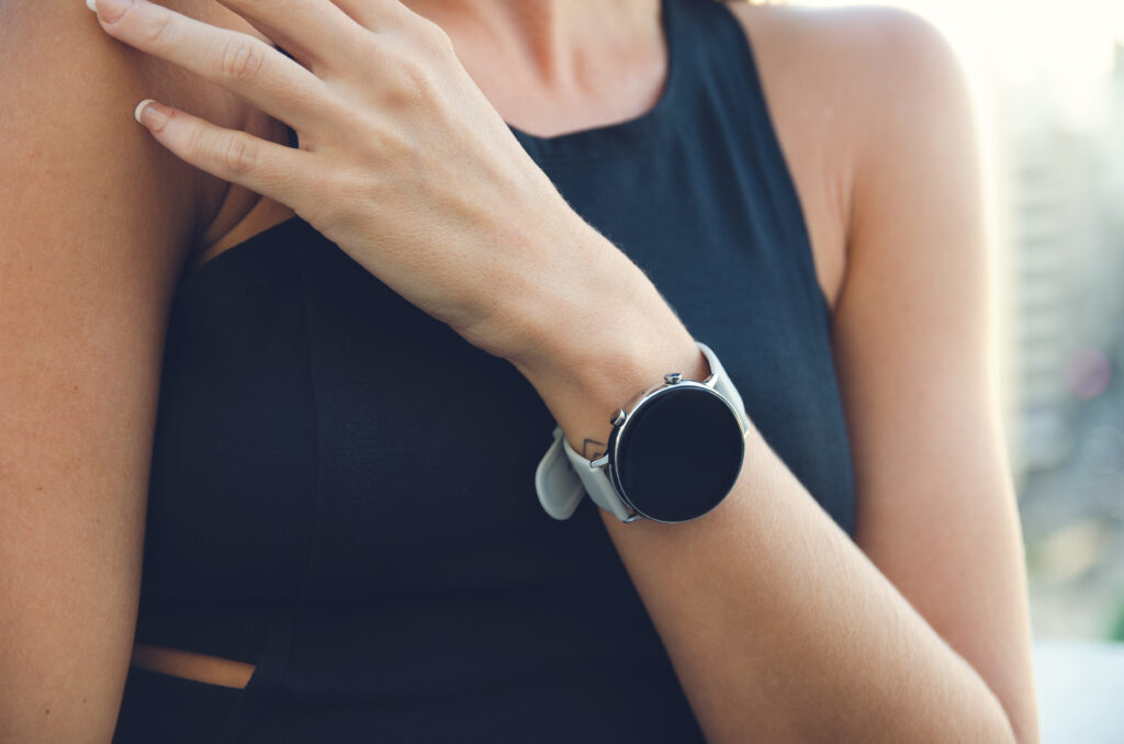 women wearing chip chick technology smartwatch gadget